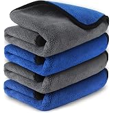Airlab Microfiber Towels Cars Wash Drying Cleaning Cloth, Blue &amp; Grey | Professional Car Cloth Detailing Super Absorbent Car Care Trucks Lint Free, Streak Free, 16 x 16 Inch