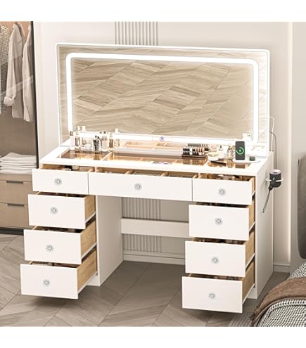 Amazon.com: DWVO Dressing Table with Cushioned Stool, Ivory White : Home & Kitchen Amazon.com: DWVO Dressing Table with Cushioned Stool, Ivory White : Home & Kitchen