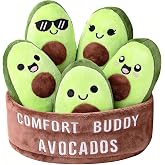 Avocado Plush Pals for Emotional Support, Squishy Halloween Stuffed Animals | and Toys, Includes 5 Emotional Support Halloween Plushies with Carrying Basket, Cute Stuff and Great Gifts for Women Men