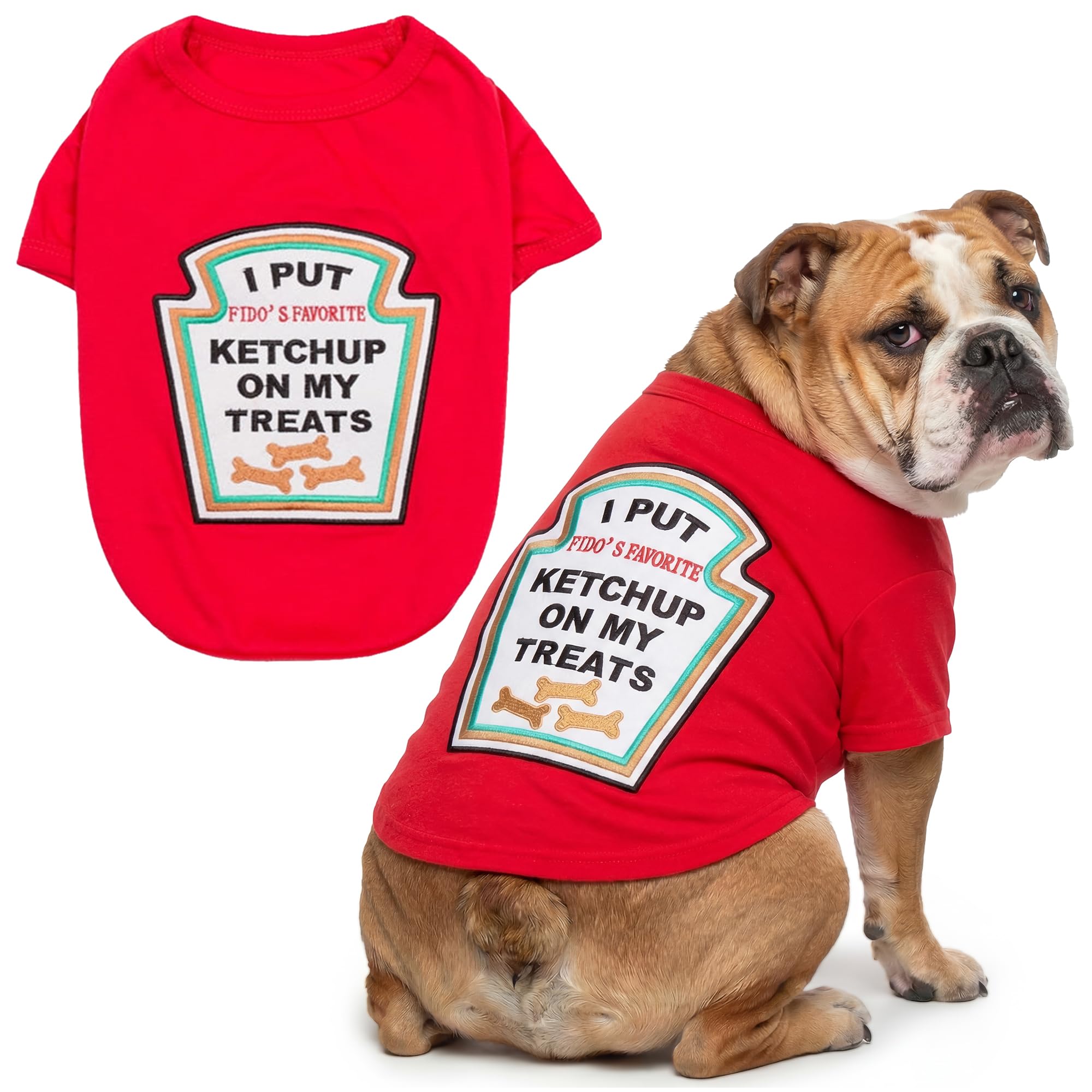 Parisian Pet - Funny Dog Cat Pet Costumes, Shirt Outfits for Halloween - Police, Prisoner, Ketchup, Mustard, Doctor, Firefighter, Sailor, Pirate (Ketchup Licker, 3XL)