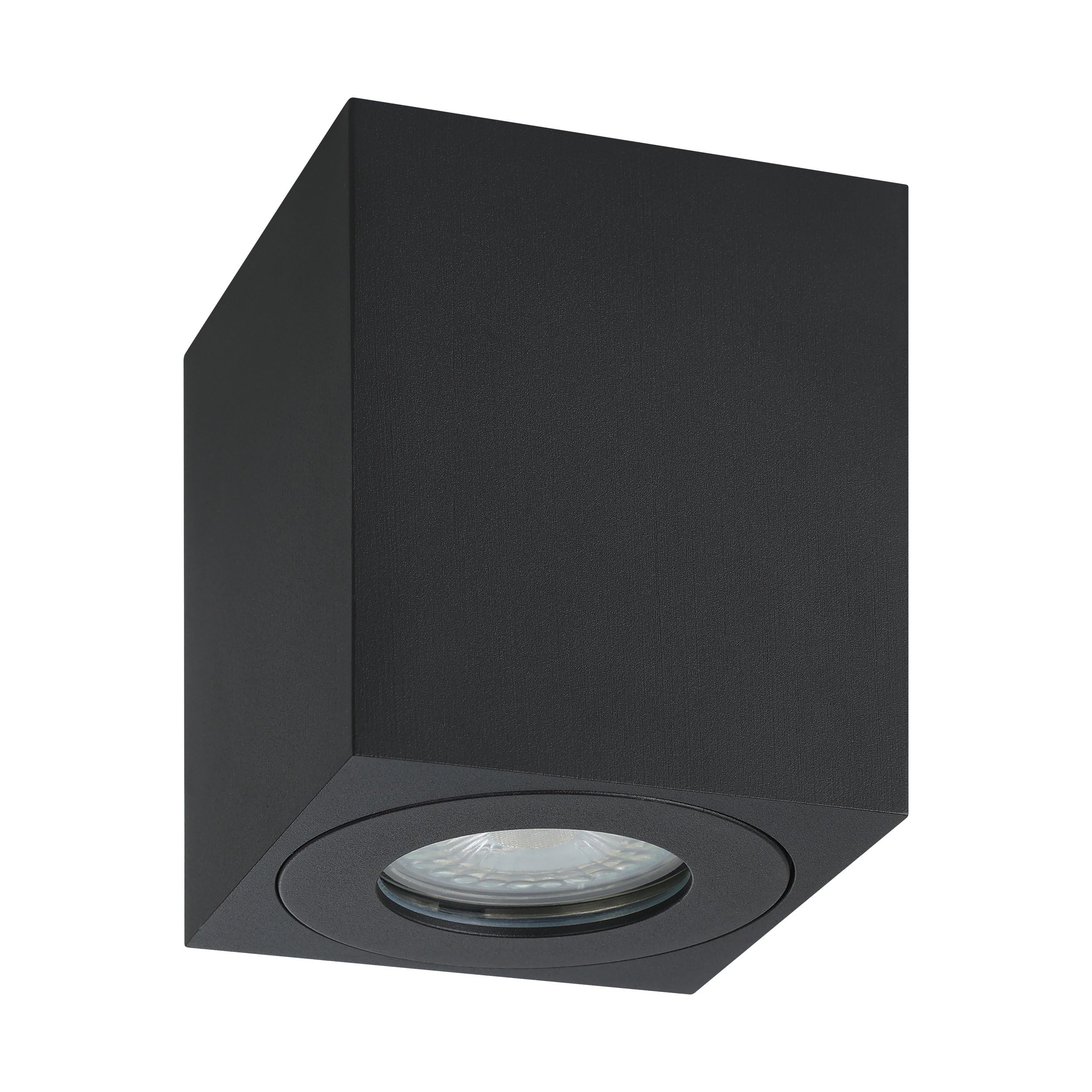 Eglo Outdoor Ceiling lamp Torrecola, Outside Ceiling Light, Porch Lighting, Exterior lamp Made of Aluminium in Black, Spotlight with GU10 Socket, IP44, 8 x 8 cm