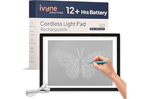 iVyne Rechargeable A4 Light Pad for Tracing & Weeding - LED Light Board for Weeding Vinyl - for Cricut Vinyl Weeding Tools - Ultra-Thin & Portable - Perfect for Artists & Crafters - Black