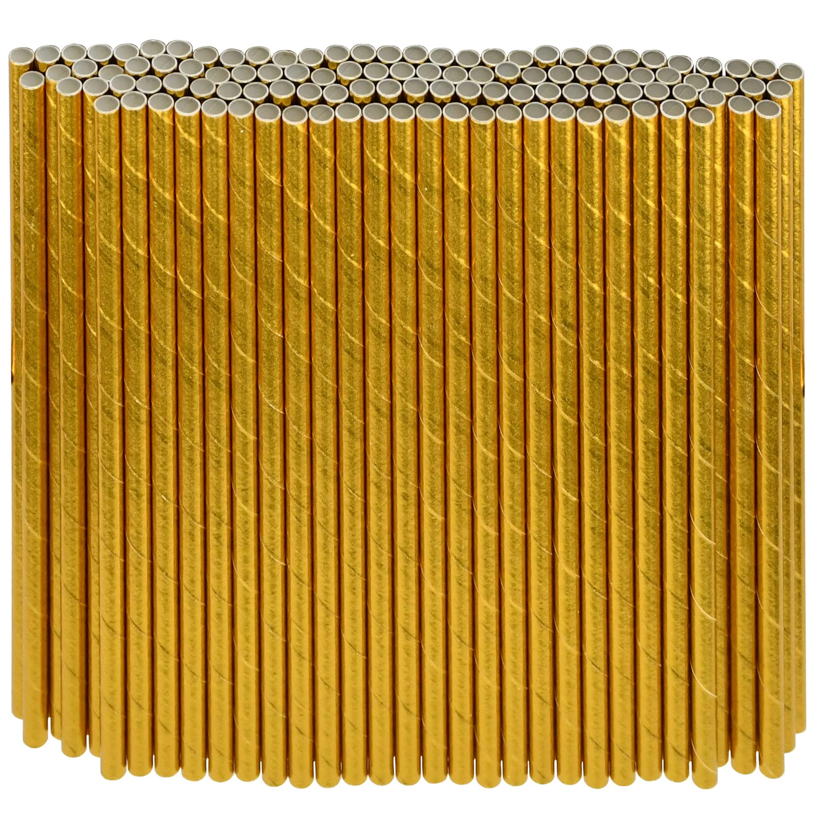 Disposable Gold Paper Drinking Straws 1000 Counts, 19,7x0,6cm for Party, Wedding, Cocktail - Eco-Friendly