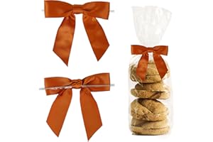 LIZLOVESS Pre-Tied Terracotta Bows for Christmas 3.5 Inch Premade Burnt Orange Twist Tie Bows for Gift Wrapping Thanksgiving Bows for Crafts, Autumn Bows for Party Favors, Wedding (50 Pack)