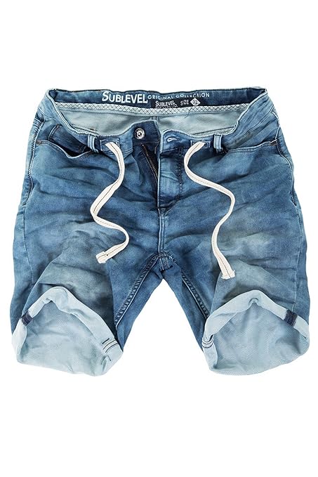 Sublevel Sweat Denim Jeans Shorts Herren Kurze Hose Jeansshorts Sommer Jogger Bermuda Chino
