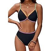 Blooming Jelly Womens Bikini Sets Color Block Two Piece Swimsuit O Ring Stitched Bathing Suit 2026