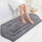 COSY HOMEER Extra Thick Bath Linen Sets Rugs for Bathroom - Anti-Slip Bath Mats Soft Plush 100% Strong Polyester Living Room Bedroom Water Absorbent(Grey,24x48 - Inches)