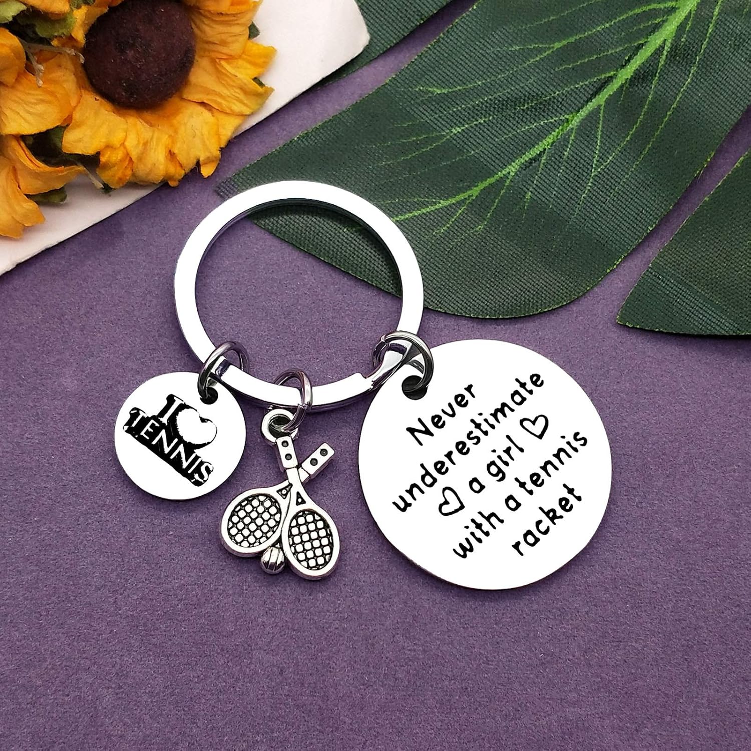 Vadaka Tennis Lover Keyring Keychain for Women Inspirational Gift for Tennis Keychain Keyring Christmas Birthday Graduation Present for Women - Image 5