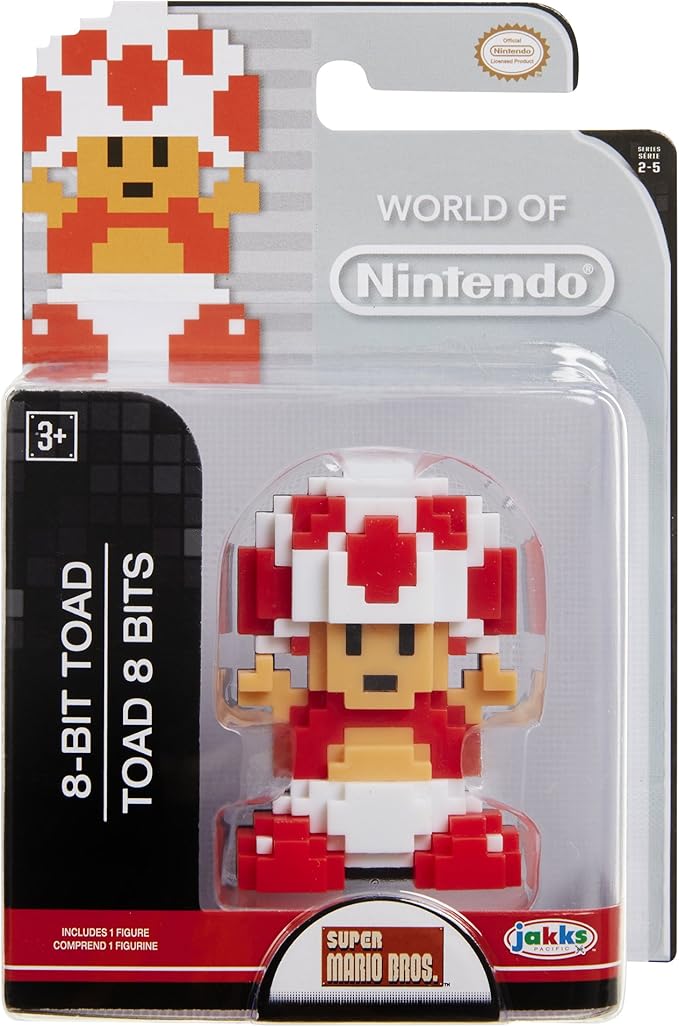 Download Amazon Com World Of Nintendo Mario 8 Bit Red White Toad Action Figure 2 5 Inch Toys Games