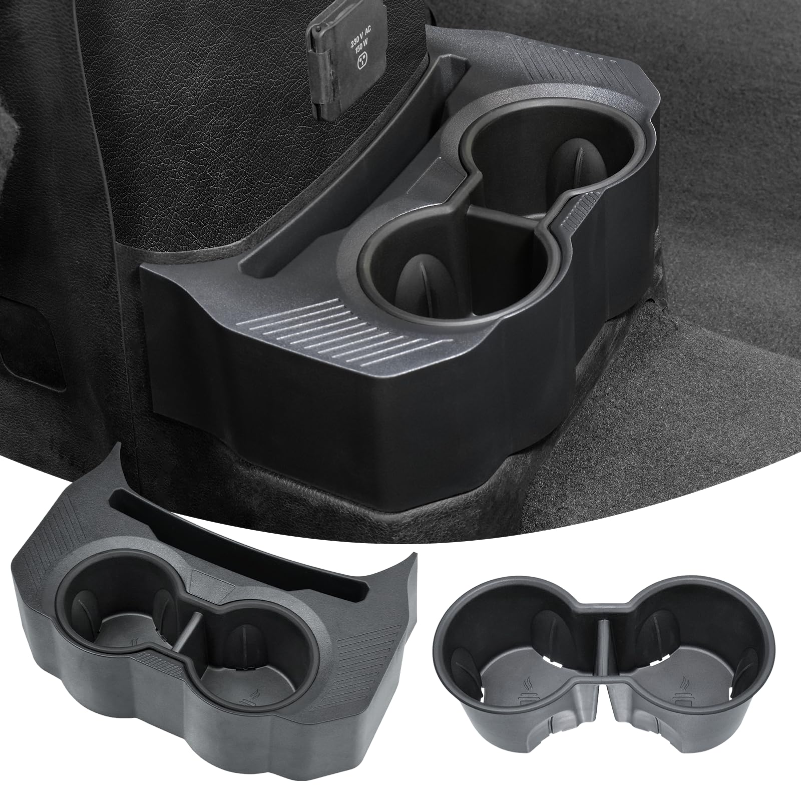 Photo 1 of 2-in-1 Jeep Rear Cup Holder with Removable Anti-Slip Pad and Dual Drink Tray, Floor Console Mounted Organizer with OEM-Style Fit, Easy to Install, Compatible with Jeep JL JLU & Gladiator JT 2018–2025