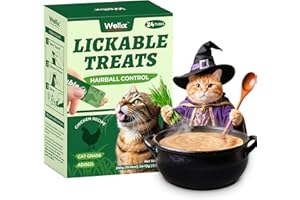 Wellix Lickable Cat Treats Healthy - Grain-Free Chicken&Cat Grass Flavor Kitten Snacks (24 Count) - Squeezable Up Cat Treats for Hairball Control&Gut Healthy