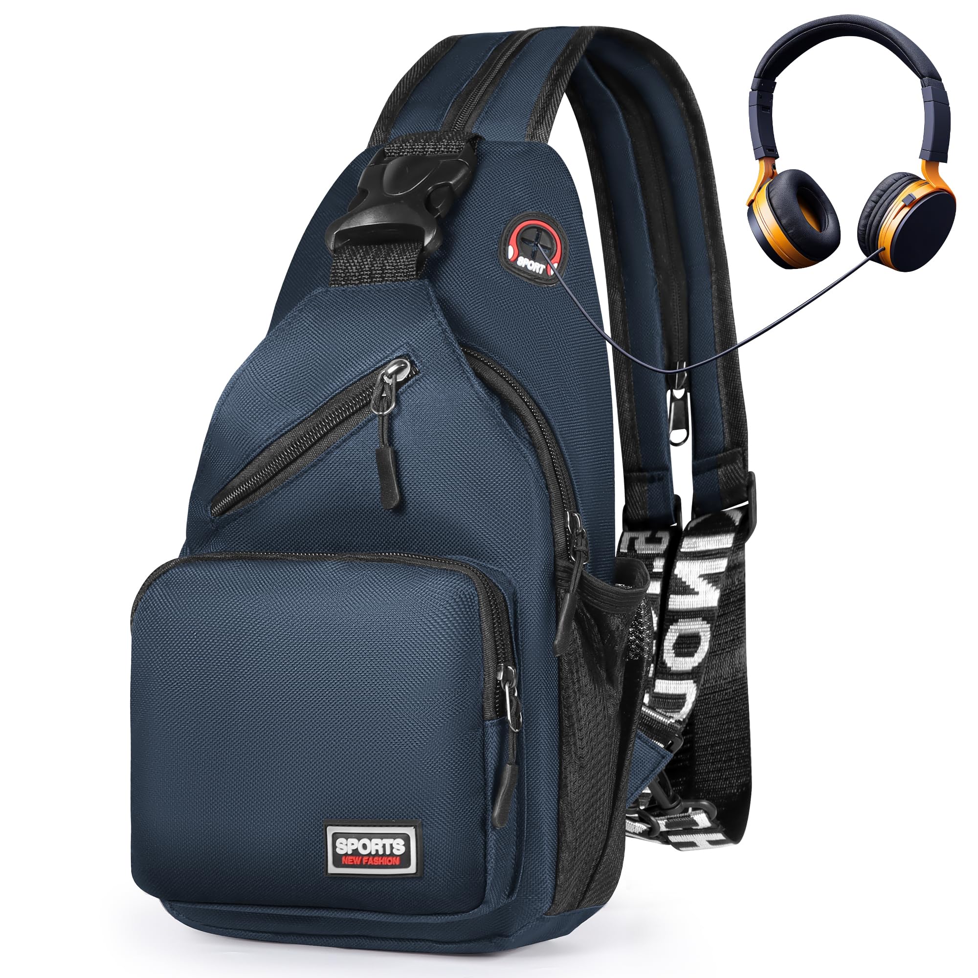Photo 1 of Geestock Crossbody Sling Bag for Men & Women, 2-1 Small Backpack Convertible Sling Backpack Waterproof Shoulder Chest Bag for Daypack Travel Hiking (Navy Blue)