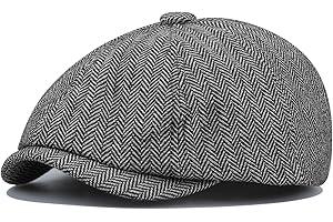 Clakllie 8 Panel Newsboy Cap for Men Herringbone Ivy Irish Flat Cap Vintage Cotton Cabbie Gatsby Hat Paperboy Driving Hat