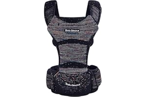 Bebamour Baby Carrier Newborn to Toddler with Hip Seat Baby Carrier Front and Back Carry Baby Carrier with Head Hood & 3 Pieces Teething Pads (Black)