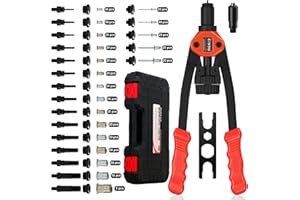 WelderElite Dual-Function Rivet Nut Tool Rivet Gun Kit Including 405 pcs Rivet Nuts Blind Rivets 15 Mandrels 5 Rivet Nozzles, Multi-Purpose