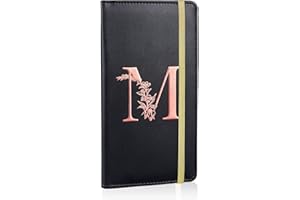 MHJY Checkbook Covers for Personal Checkbook, RFID Blocking Checkbook Holder Alphabet Checkbook Cover for Duplicate Checks, Black M