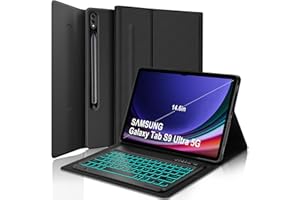 SENGBIRCH Keyboard Case for Samsung Galaxy Tab S9 Ultra/S8 Ultra 14.6 inch, 7 Colors Backlight, Detachable Magnetic Smart Cov