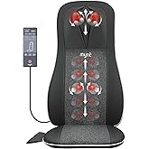 Mynt Shiatsu Neck and Back Massager with Heat, 3D Kneading Full Back Massager for Pain Relief Deep Tissue, Foldable Adjustable Chair Massager for Home Office, Christmas Gift for Dad Mom, Black