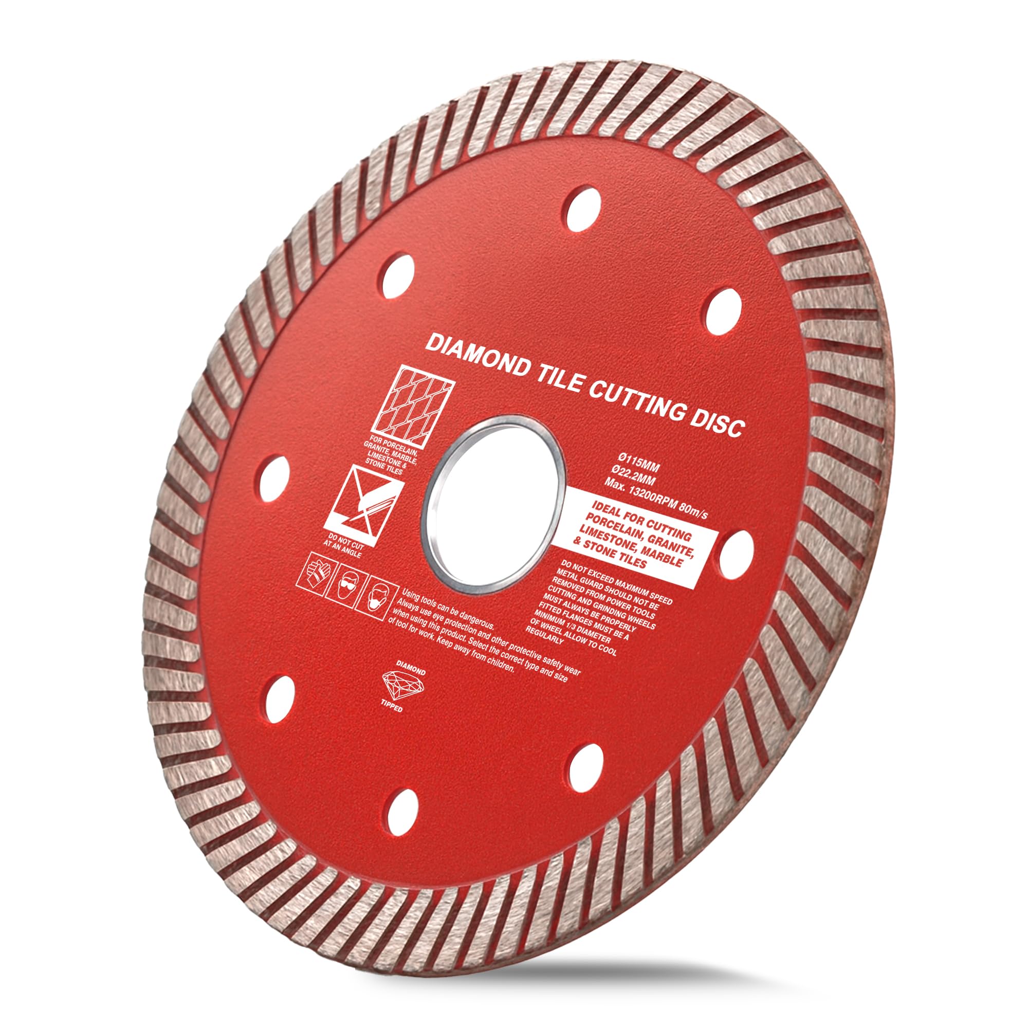 Dekton 4.5" Diamond Tile Cutting Disc-Rim Blades For Cleaner Cut With Less Chipping| Removes Excess Particle| Helps Keep The Blade Cooler| Suitable For Cutting Porcelain Limestone Granite Marble Stone