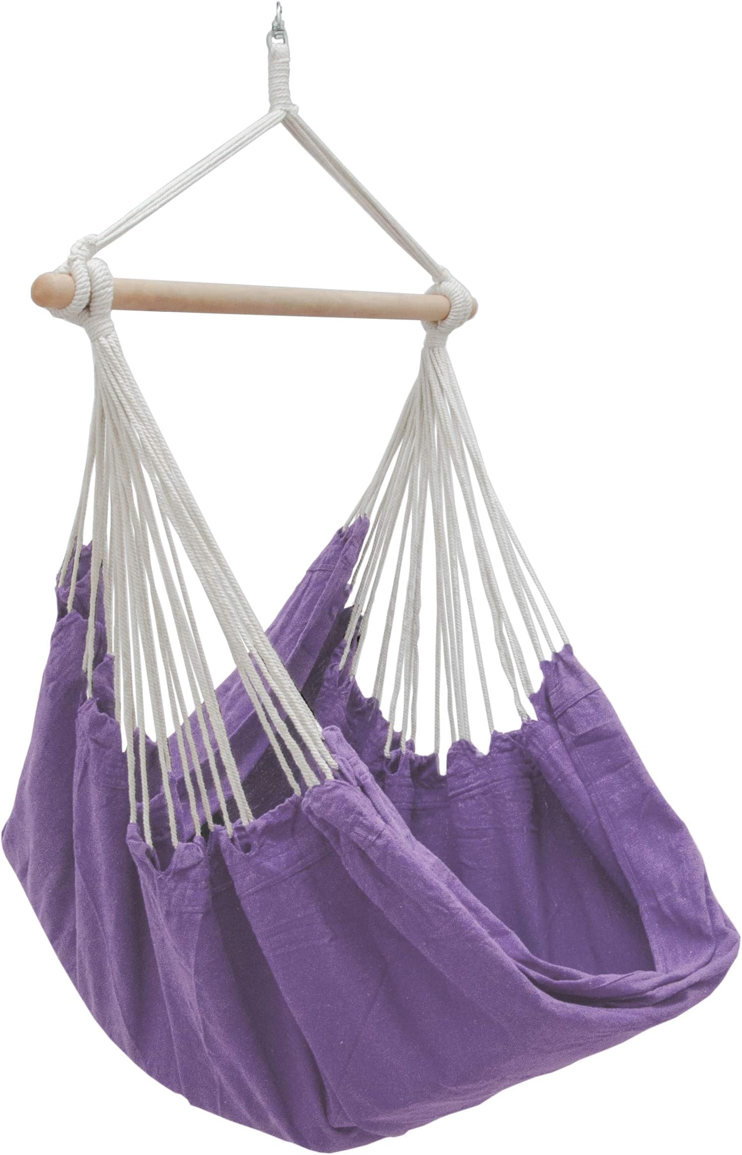 AMANKA XXL Outdoor Hammock Chair 185x130 cm - 2 Seater Hanging Swing up to 150 kg - Garden Lounger with Wooden Bar - Indoor Relaxing Seat for Bedrooms - Swinging Relax Pod for Patio, Balcony & Camping
