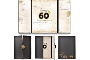 DOUBLESHOOT 60th Birthday Guest Book Black Gold Party Decorations for Men 12"x18" - 60 Years Guest Book Sign In Poster Card - Sixty Party Keepsake, Gift Aged to Perfection - Pen Not Included