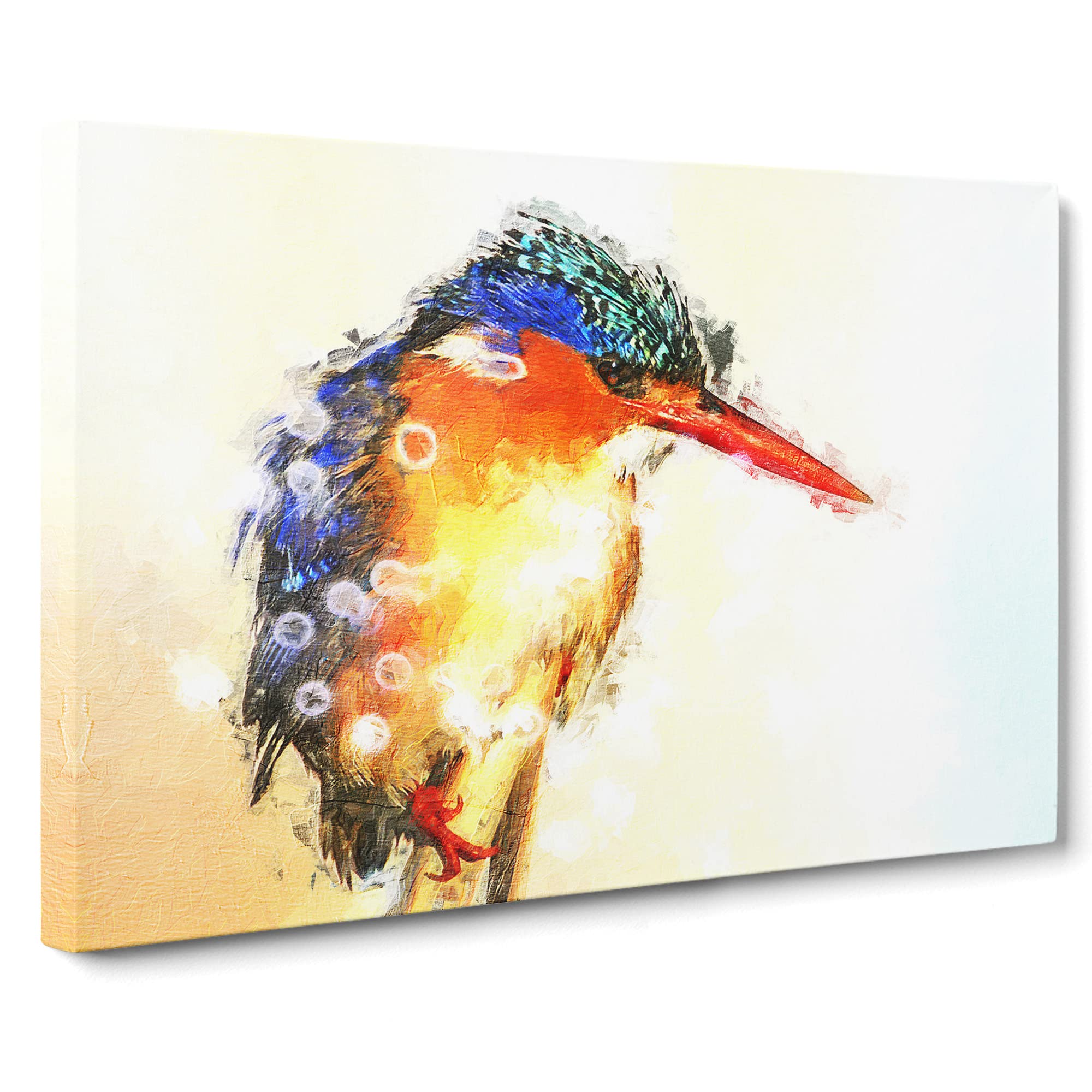 Exquisite Kingfisher Bird Canvas Print | Gallery Wrapped 30mm Frame Wall Art | 20x14 inches | Ready to Hang | Modern Animals Picture | Living Room Bedroom Lounge Office