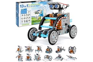 Playsheek 13-in-1 STEM Projects Solar Robot Toy for Kids Ages 8 9 10 11 12 Years Old, Building Science Educational Toys Birthday Gift for Kids Boys Girls (Grey)