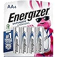 Energizer Ultimate Lithium AA Batteries, World's Longest Lasting Battery for High-Tech Devices (4 Each), Black (EVEL91BP4)