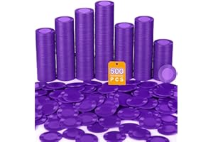 Leitee 500 Pcs Purple Plastic Poker Chips Bulk 1.5 Inch Mini Bingo Chips Tokens Markers Blank Casino Counting Discs Learning Math Counters for Adults Interlocking Game Counting Reward Card