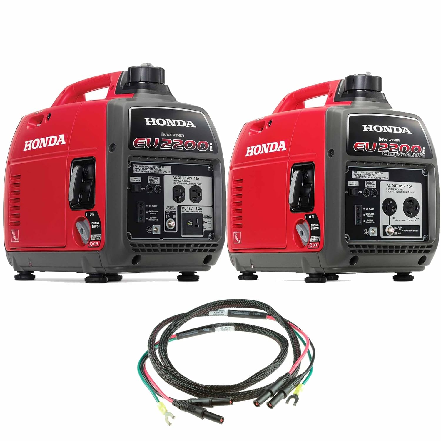 Honda EU2200i 2200W 120Volt Portable Inverter Generator with Companion and Parallel Cables Honda EU2200i 2200W 120Volt Portable Inverter Generator with Companion and Parallel Cables