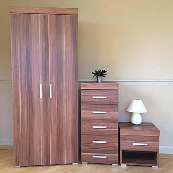 Drp Trading Walnut Effect Bedroom Furniture Set Wardrobe 5