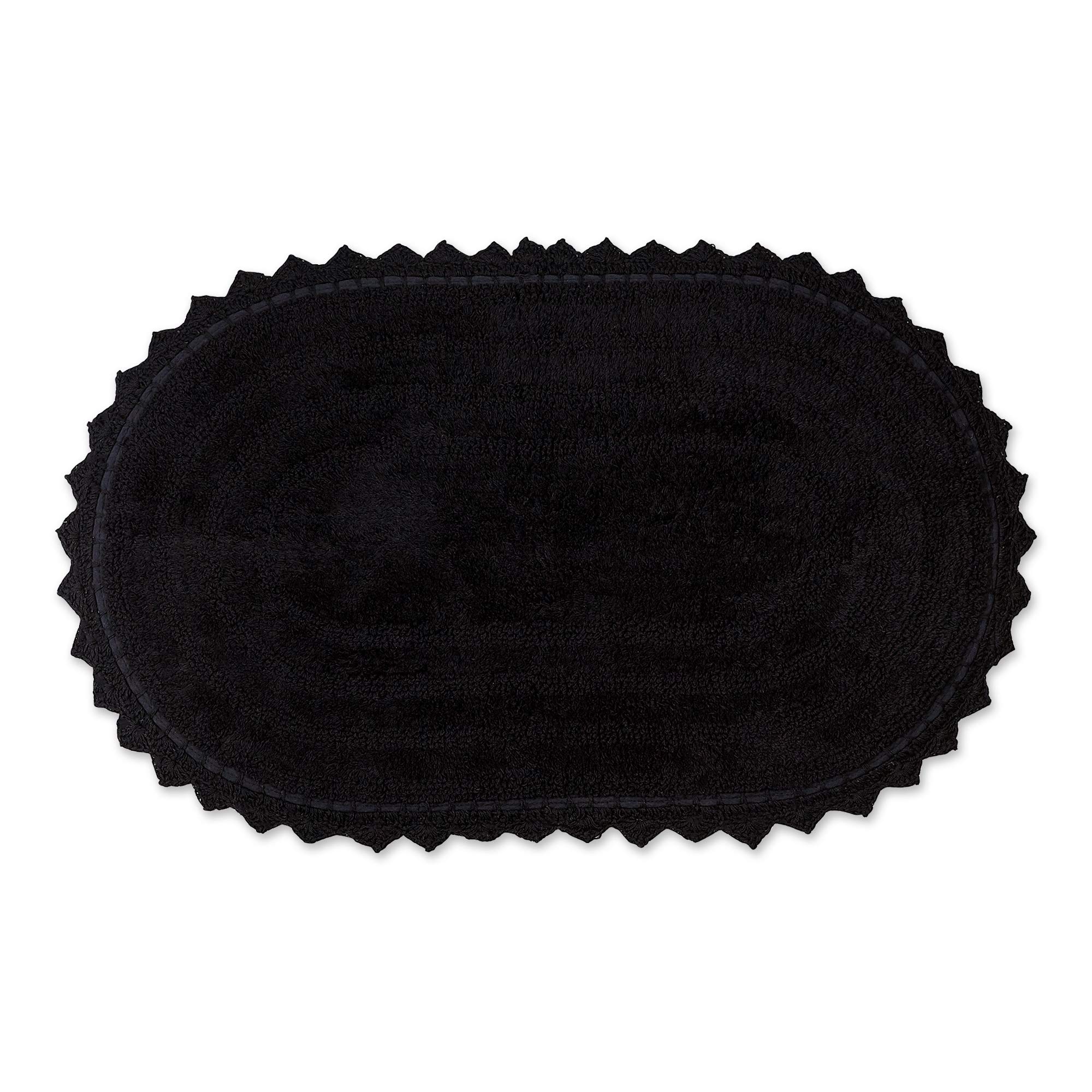 Photo 1 of *STOCK IMAGE FOR REFERENCE*
DII Crochet Collection Reversible Bath Mat, Large Oval, 21x34, Black