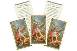 Trendzeen Tarjeta De San Miguel Arcangel - 5 Spanish St Michael The Archangel Prayer Card For Daily Devotion, Reflection - Oracion San Miguel Arcangel, Set of 5 Items