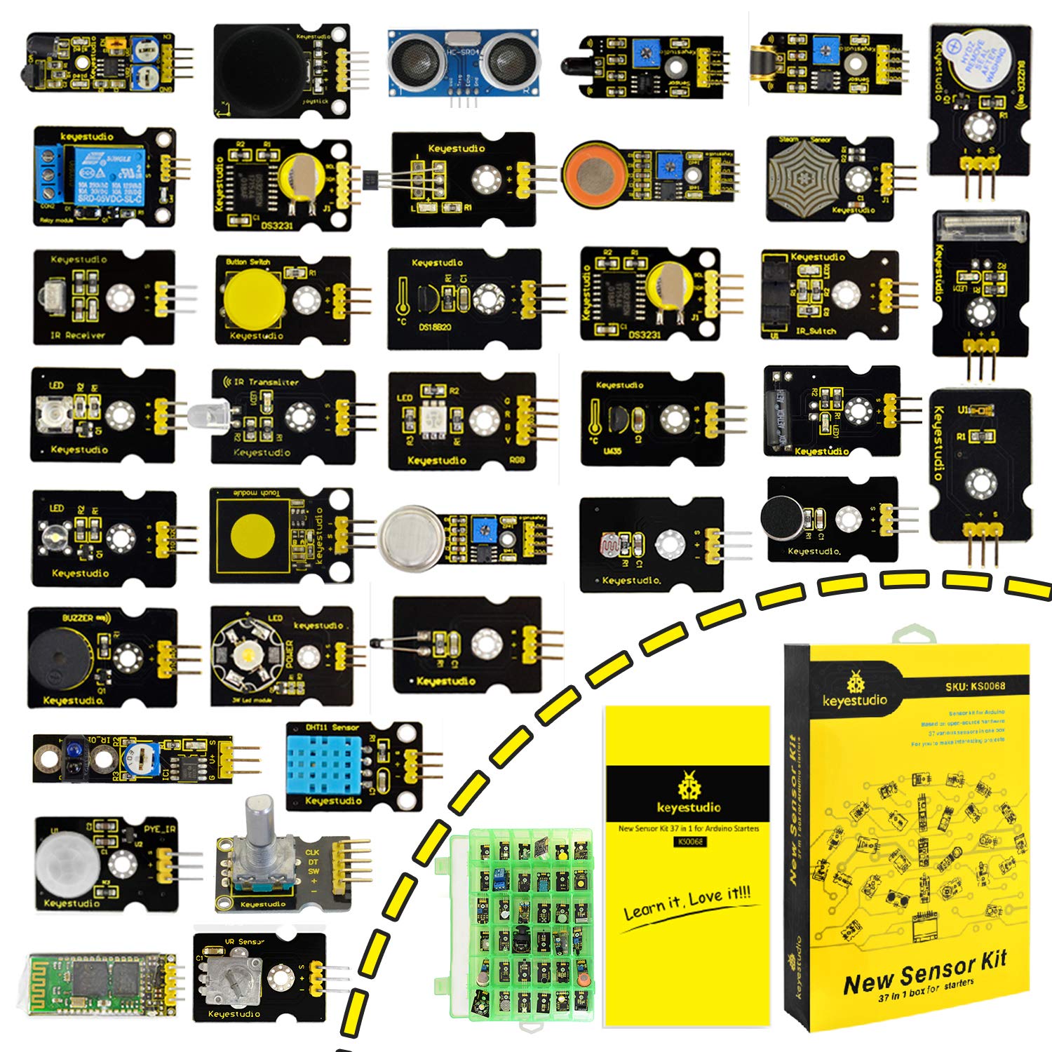 keyestudio 37 in 1 Sensor Kit for Arduino UNO R3 MEGA 2560 Nano Raspberry Pi Micro Bit