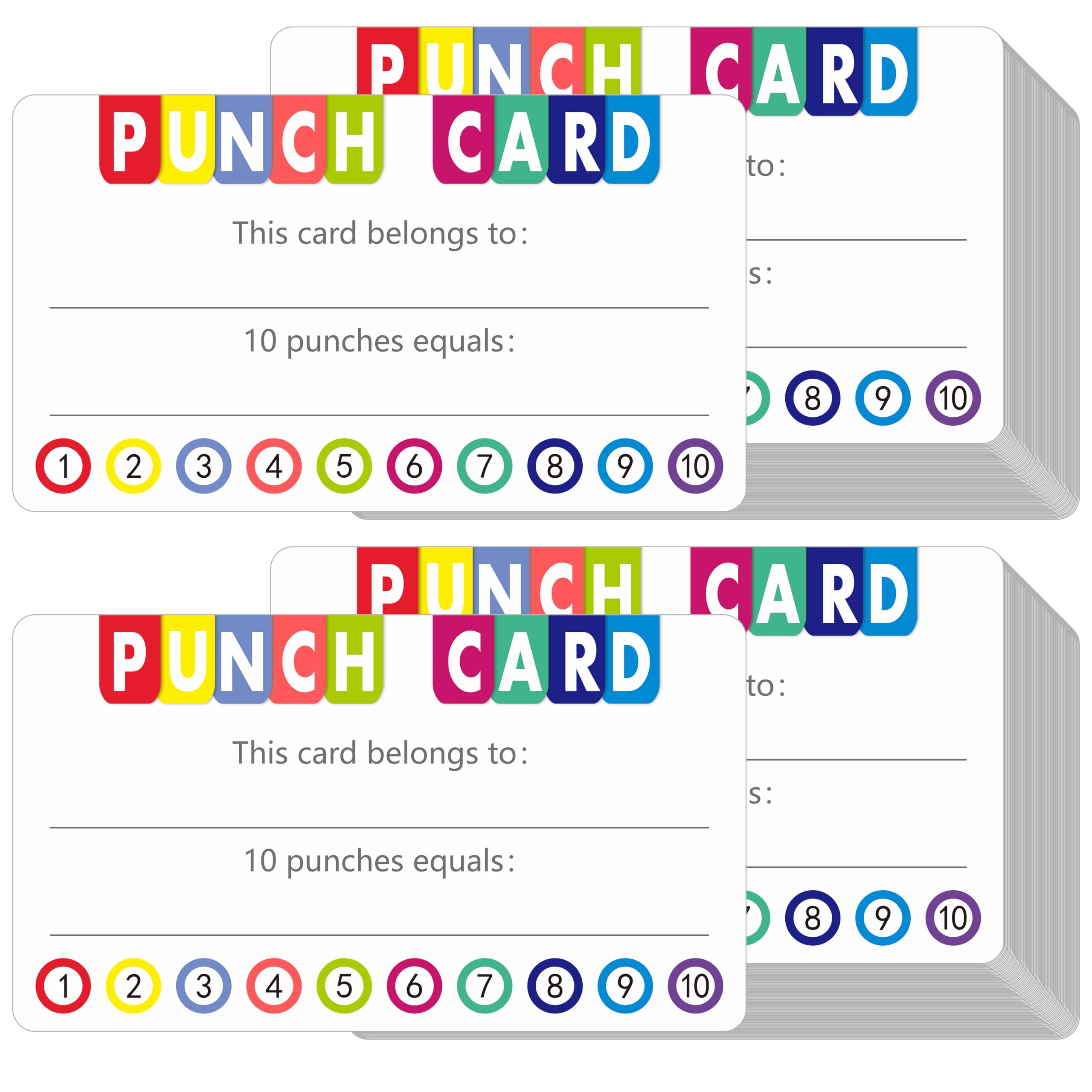 332 PCS Punch Cards, Incentive Reward Card Student Awards Loyalty Cards for Business, Classroom, Kids Behavior, Students, Teachers, 3.5” x 2”