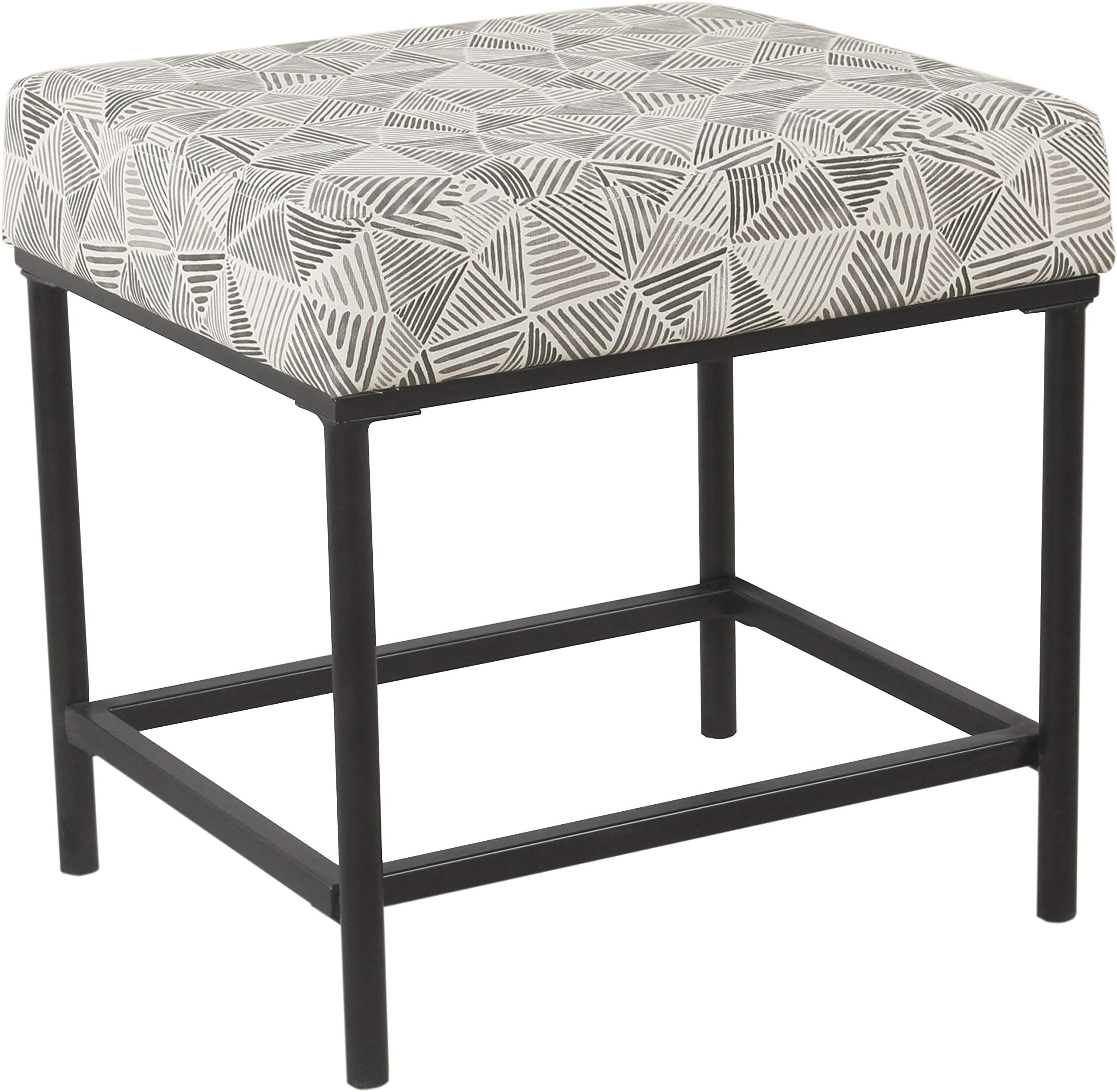 Spatial Order Hudson Modern Velvet Ottoman, Gray Lines