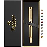 Scriveiner Heavy Gold Rollerball Pen, German Schmidt Refill, Best EDC Writing Pen Gift Set for Men & Women, Nice Fancy Office