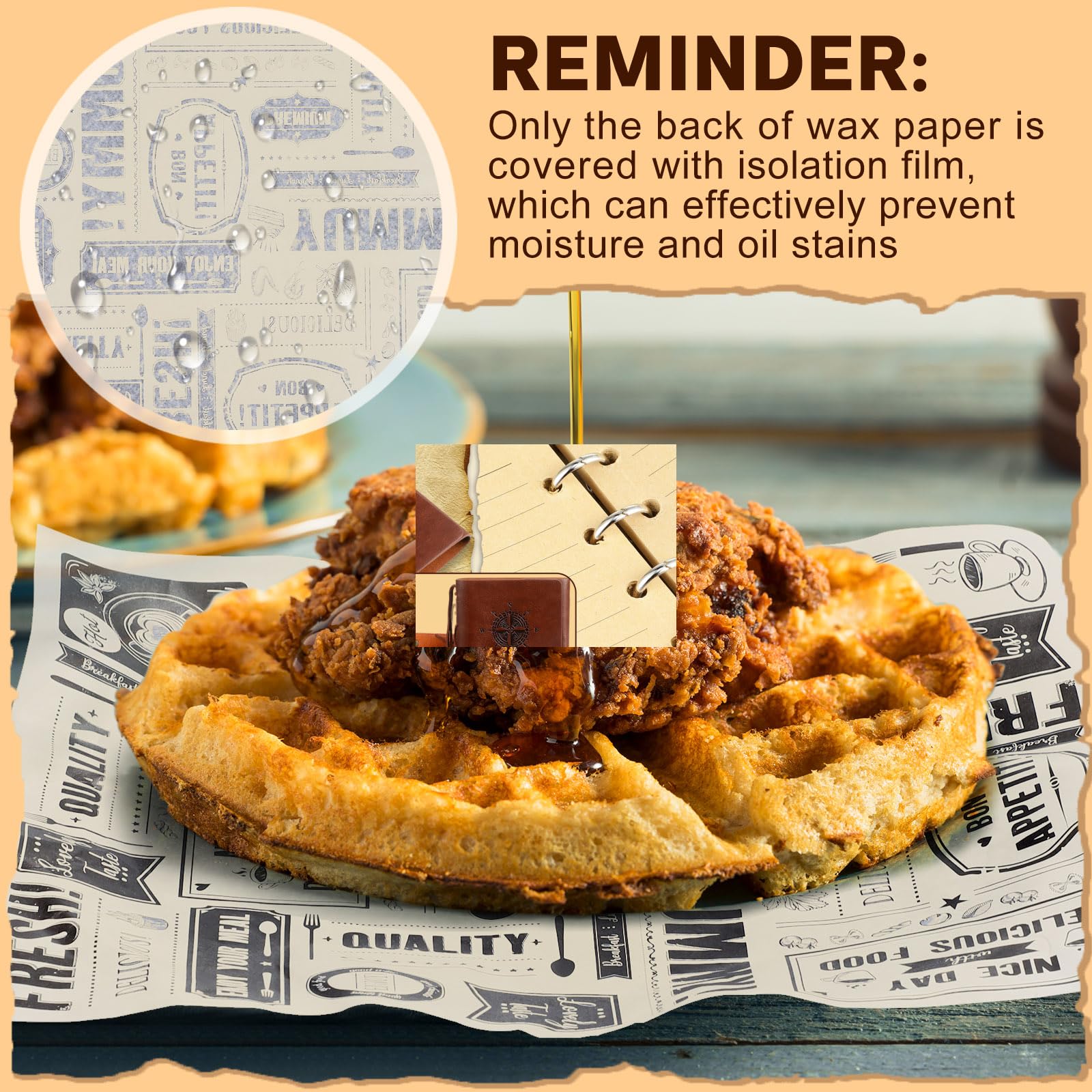 Newsprint Wax Paper Sheets Newspaper Theme Food Wrap Paper Grease