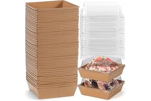 Cinccoke 60 Pack Mini Charcuterie Boxes with Clear Lids, 4.5x4.5 Inches Dessert Boxes Square Disposable Bakery Boxes to Go Food Containers for Daughter, Wedding, Party, Strawberries, Cake & Cookies
