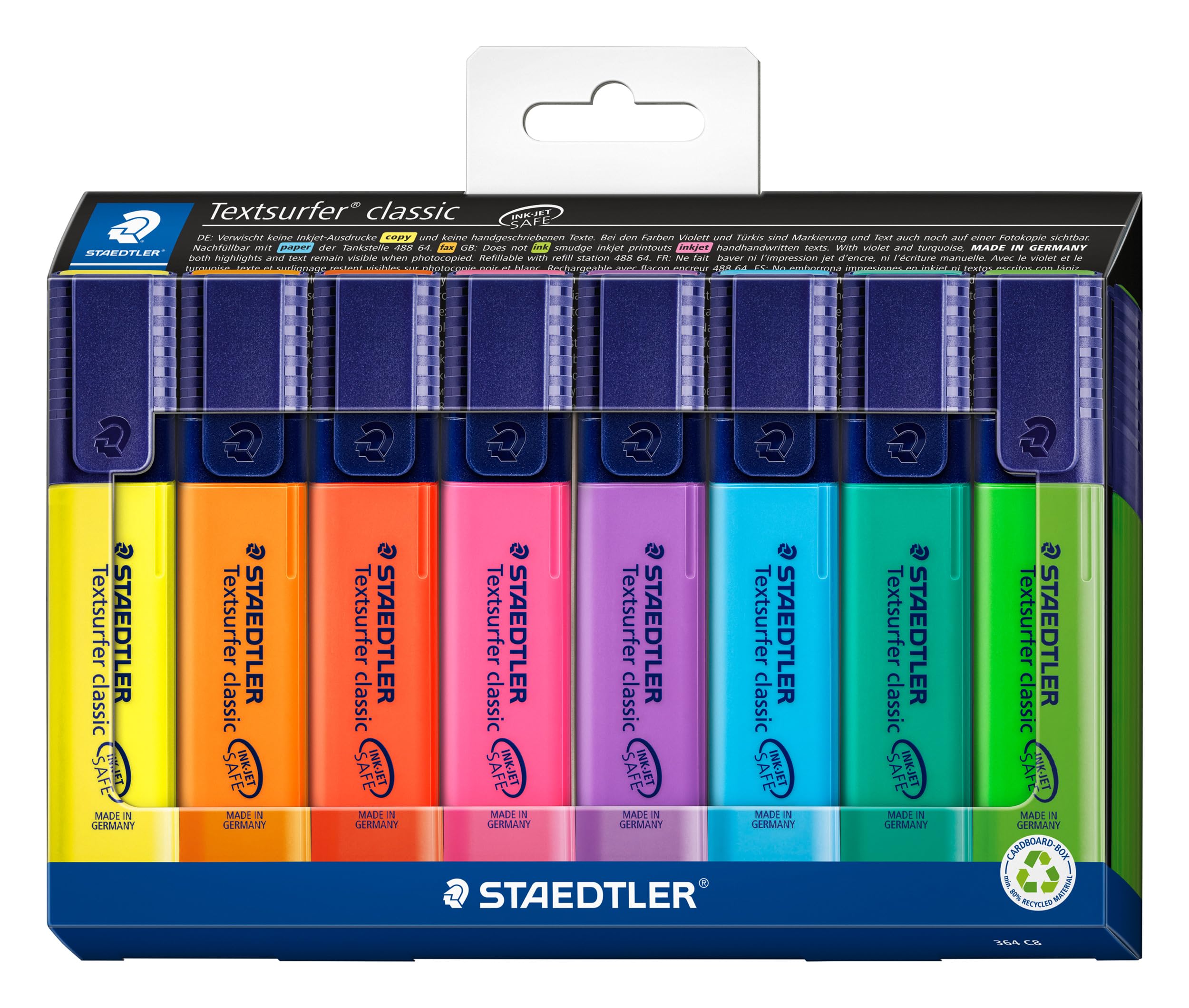 STAEDTLER 364 C8 Textsurfer Classic Highlighter - Assorted Colours (Card Pack of 8)