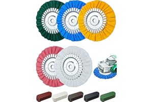 Konvixon 10PCS 8" Airway Buffing Wheel Kit, 16-Ply Aluminum Wheel Polish Kit in 5/8 inch Arbor, Polishing Compound and Aluminum Metal Polishing Wheel Kit for Angle Grinder, Metal Buffing Wheel Kit