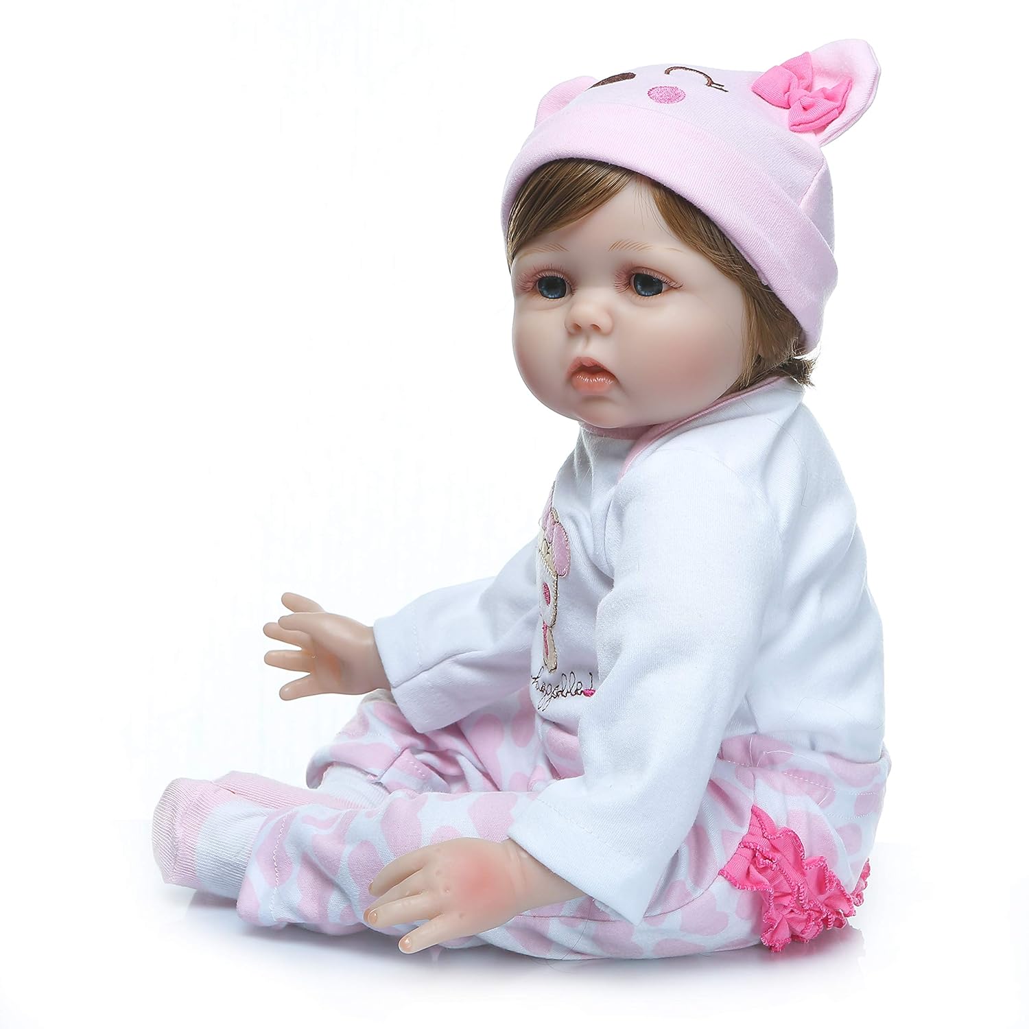 reborn baby dolls girl look real silicone pink outfit 22 inches
