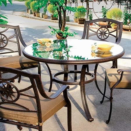 Amazon Com Darlee Ten Star 5 Piece Cast Aluminum Patio Dining Set With Glass Top Table Outdoor And Patio Furniture Sets Garden Outdoor