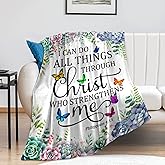 Christian Gifts for Women Inspirational Religious Blanket Bible Verse Scripture Prayer Throw Blanket Soft Flannel Healing Blanket 50"X40"