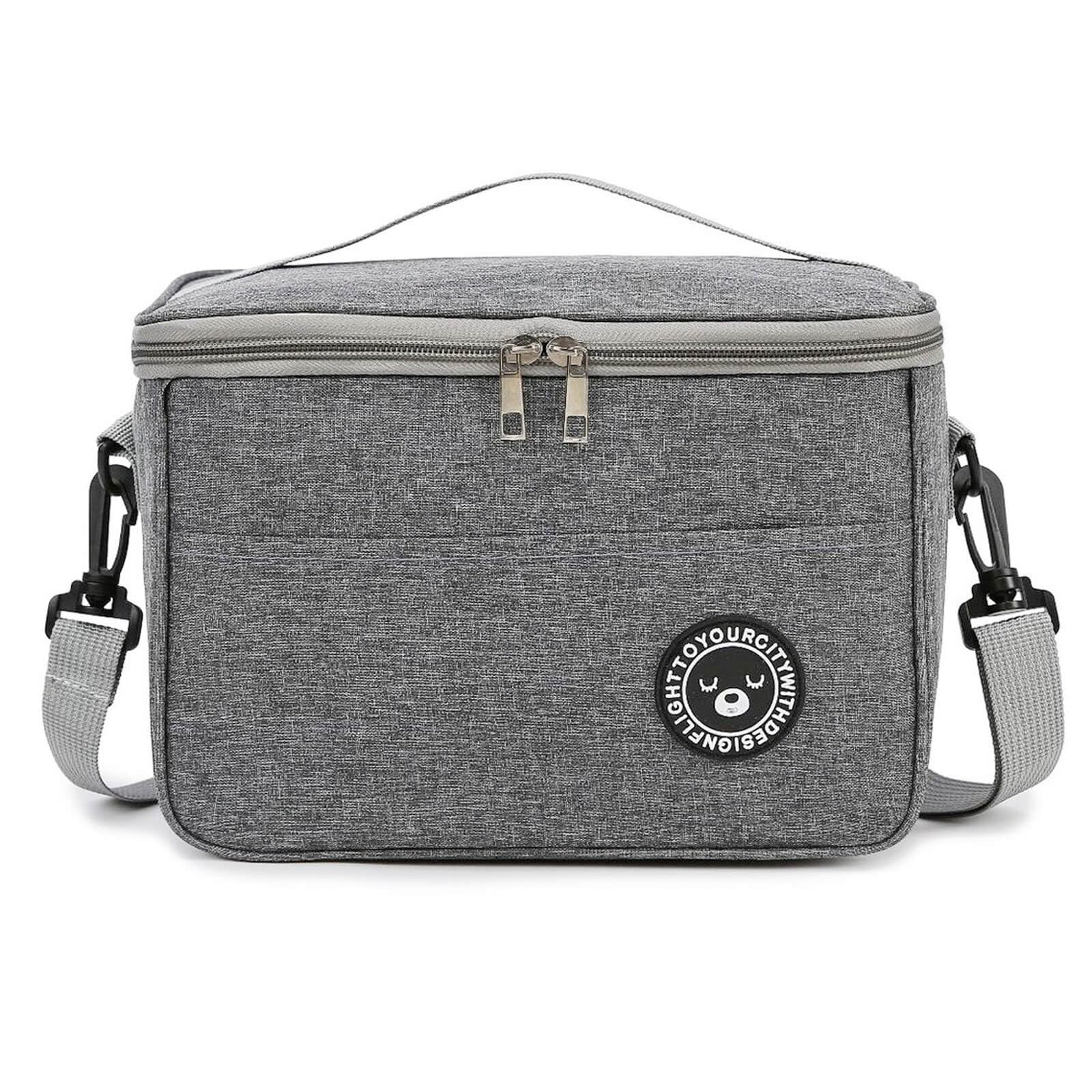 TUXUNQING Cool Bag 5.5L, Foldable Insulated Lunch Bag, Portable Picnic Cooler, Grey, 24 x 14 x 17 cm