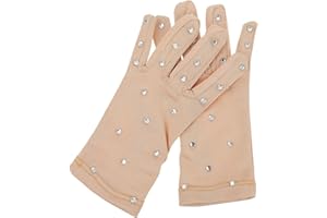 Kisangel 1 Pair 1 Pair Figure Skating Gloves, Non-Slip Ice Dress Gloves with Rhinestones for Kids Youth Girls Performance Wea