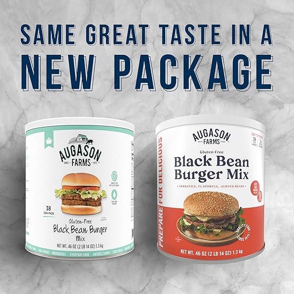 AUGASON FARMS BLACK BEAN BURGER MIX CAN, CERTIFIED GLUTEN FREE, EMERGENCY FOOD SUPPLY, EVERYDAY MEALS, 38 SERVINGS