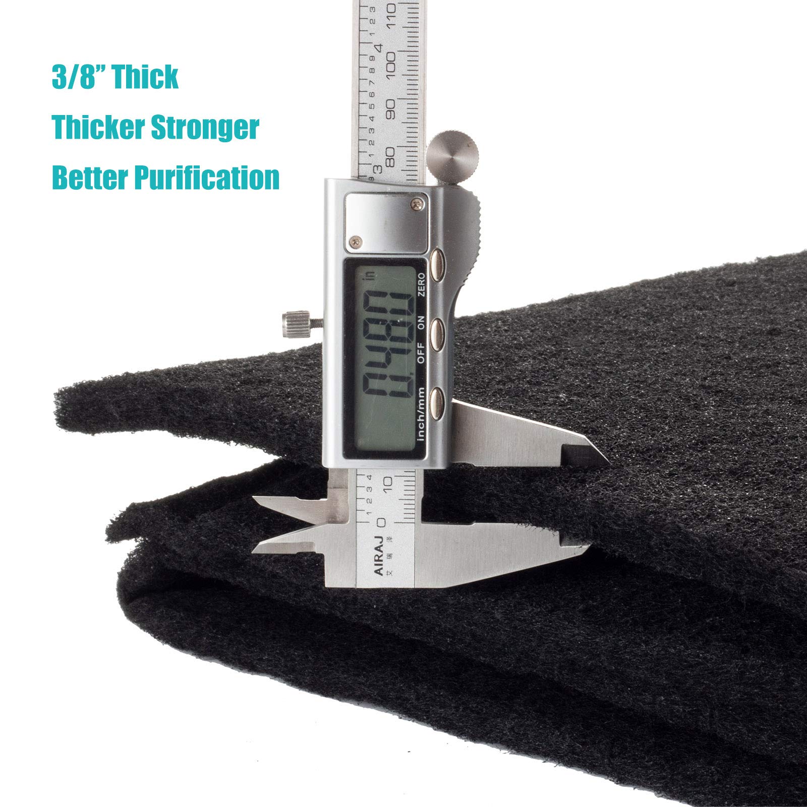 STEELSOFT Extra Thick(3/8'') 16x50''MERV 7 Cut To Size Activated Carbon Filter Charcoal Air Filter Sheet for Litter Box,Compost Bin,Air Purifier,AC,Range Hood Odor Absorbing