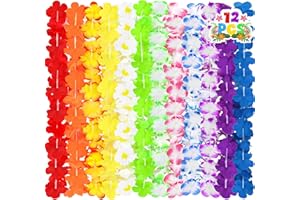 ARROWOM Luau Party Decorations, 12PCS Leis for Luau Party Necklace Women Clothing Accessories, Hawaiian Colorful Tropical Theme Costume Accessories, Hawaii Flower Lays Garland Summer Pool Birthday Supplies