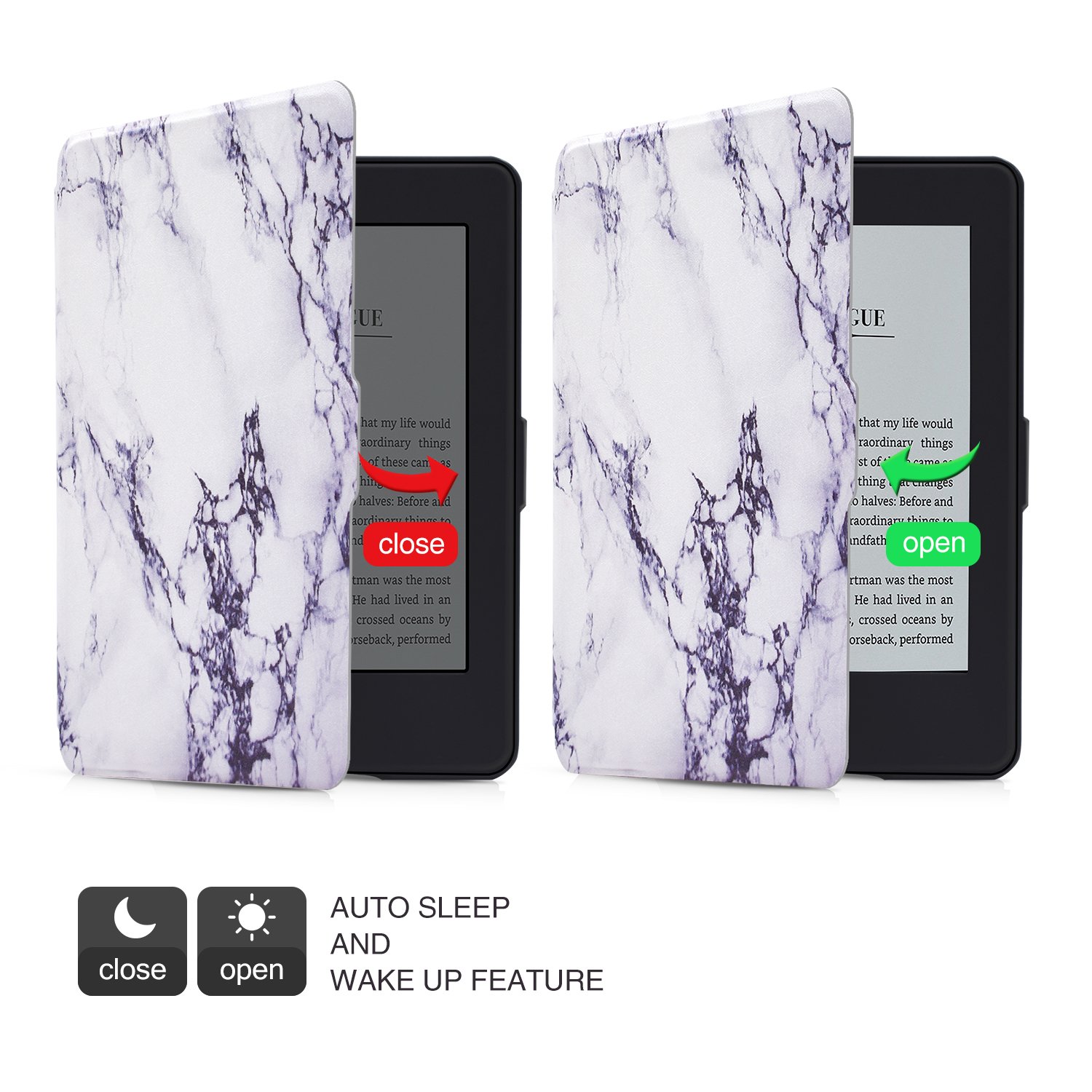 Dopup Case for Kindle Paperwhite, Slim and Light Smart Shell Cover for All-New Amazon Kindle Paperwhite, Folio Flip Style with Auto Sleep/Wake (White Marble)